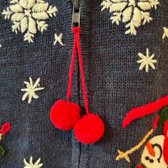 Vintage Christmas Snowman Embroidered Sweater, Tiara International, Sz.M - Picture 4 of 10